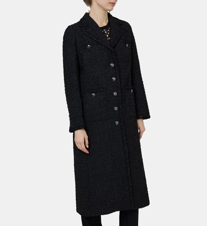 Tweed Buttoned Midi Coat