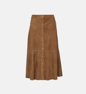 Suede Knee Length Skirt
