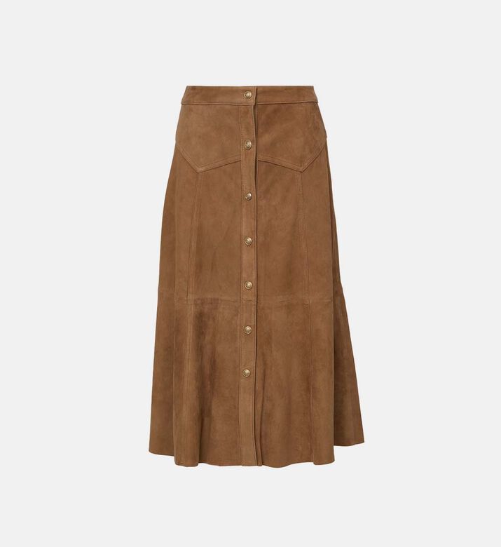 Suede Knee Length Skirt