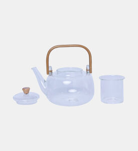 إبريق شاي زجاج بمقبض بامبو