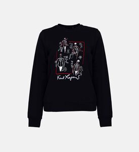 سويت شيرت بياقة دائرية وطبعة سكيتش