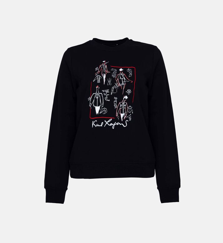 سويت شيرت بياقة دائرية وطبعة سكيتش