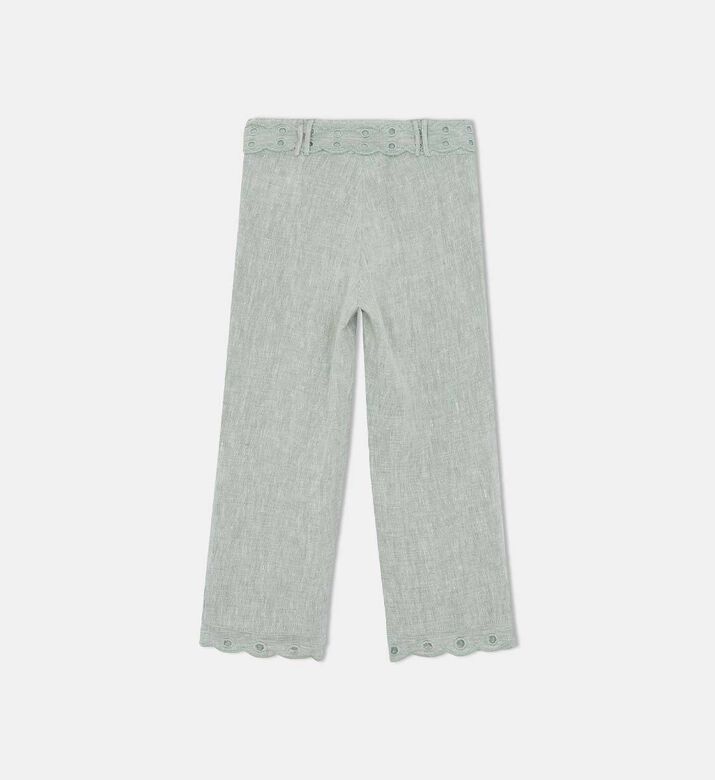 Eyelet Tie-waist Wide-leg Girls Pants