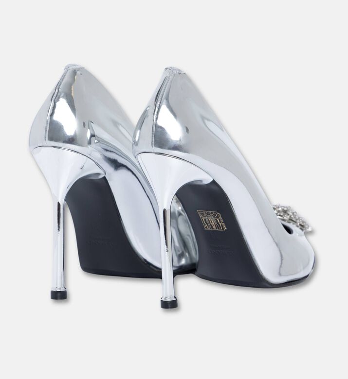 Albano Metallic Rhinestone-embellished Heels, Silver, Eu-41, Packshot View