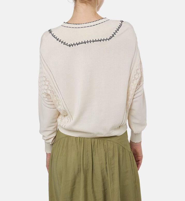 Ba and Sh Knit Embroidered Long-sleeve Blouse, Model View
