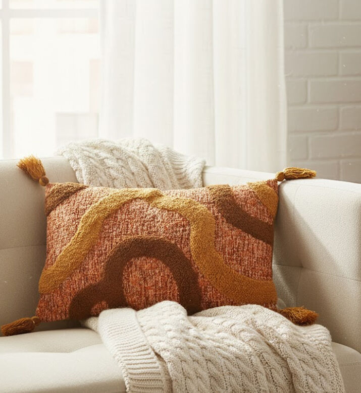 Home Deco and More Twix Cotton Rectangular Cushion, Packshot View
