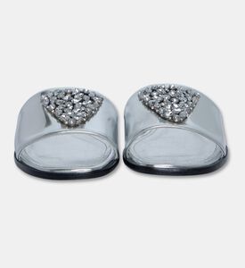 Schutz Crystal Buckle Slide Sandals, Silver, Eu-39, Packshot View