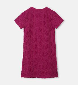 فستان قصير الأكمام بنسيج وافل