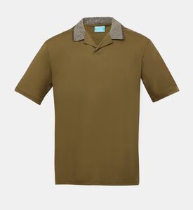 تيشيرت بولو بياقة متباينة ونسيج ممزوج