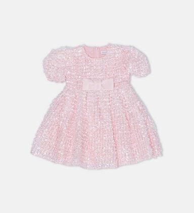 All-over Sequin-embellished Bow-detail Dress