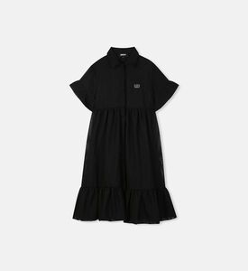 فستان قصير الأكمام بصف أزرار