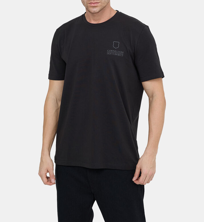 تيشيرت بياقة مستديرة جيرسيه مطاطية