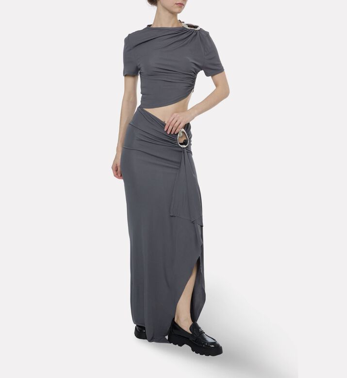 Christopher Esber Sculptural Hardware Ruched Dress, Model View