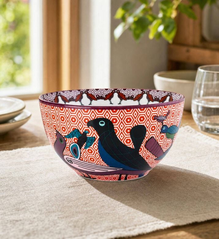 Images d Orient Birds Of Paradise Porcelain Bowl M, Model View