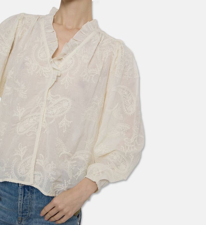Ba and Sh Embroidered Long-sleeve Blouse, Model View