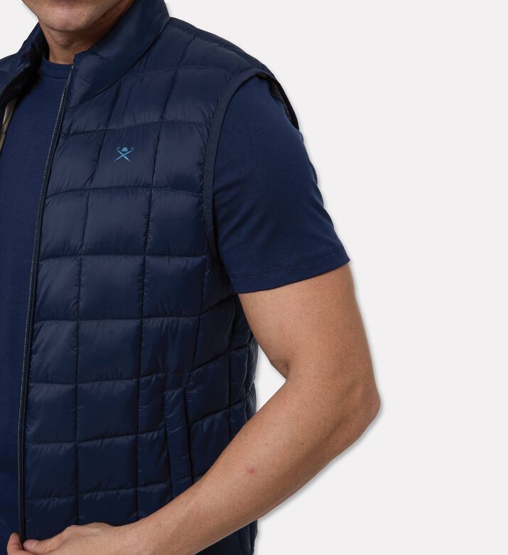 Hackett London Ultra-high Neck Zip Fastening Vest, Navy, Xl, Model View