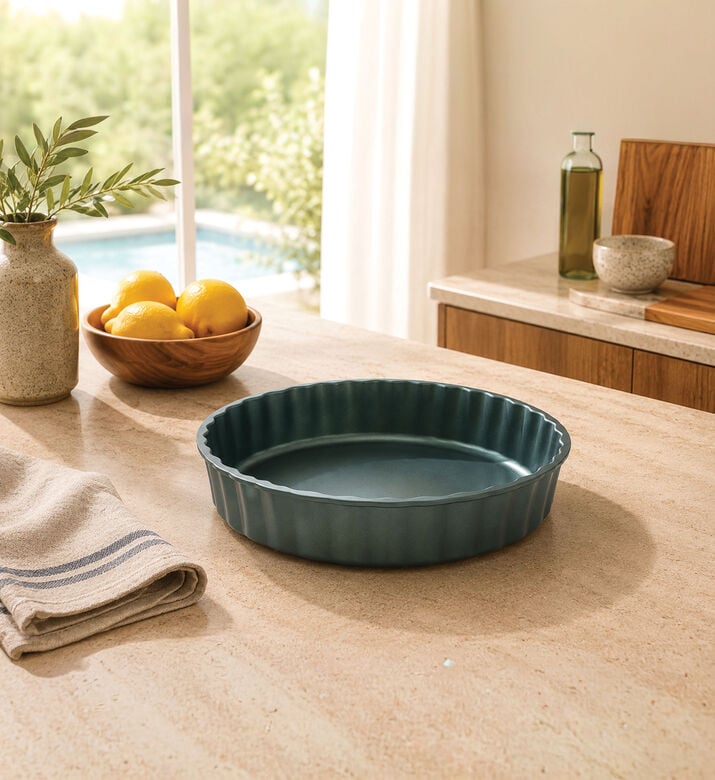 Risoli Crostata Aluminum Deep Tartare Dish, Green, 24-cm, Packshot View