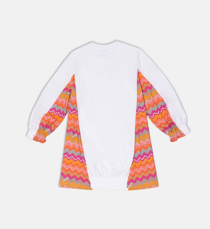 فستان قطن أبيض متعرج للبنات