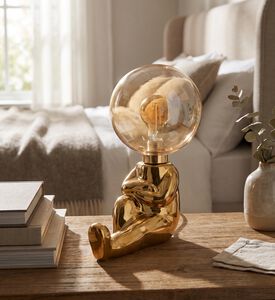 Leitmotiv Joey Ceramic Led Table Lamp, Gold, Packshot View