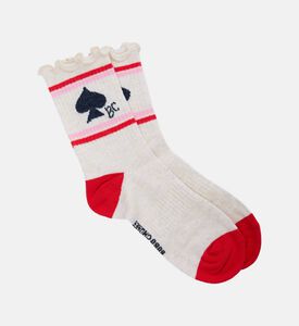 Bobo Choses Logo-detail Spade-print Ruffled Cuff Striped Socks, Packshot View