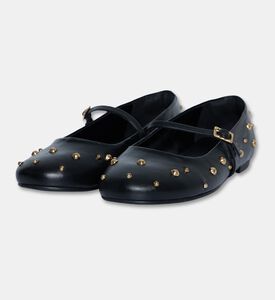 Arezzo Leather Mary Jane Flats, Black, Eu-37, Packshot View
