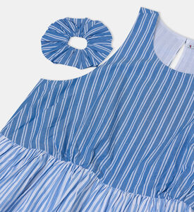 طقم فستان مخطط وربطة شعر