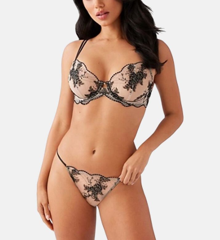 Sheer Mesh Embroidered Underwire Bra