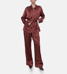 Forte-Forte Satin Pinstriped Pajama Jacket, Model View