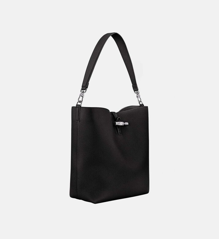 Longchamp Le Roseau Leather Hobo Bag, Black, Packshot View