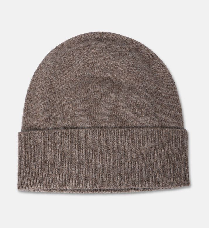 Galeries Lafayette Rib-knit Turn-up Beanie Hat, Dark-brown, Fs, Packshot View