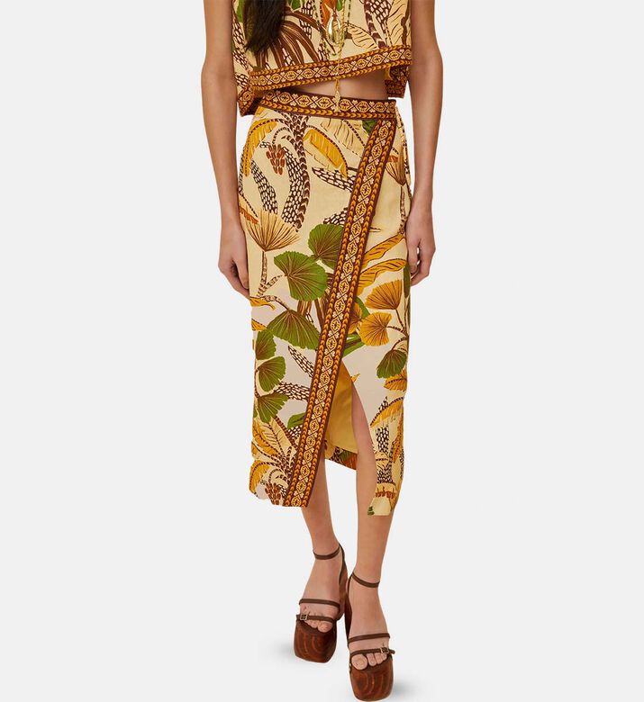 Foliage Sketch Tropical-print Skirt