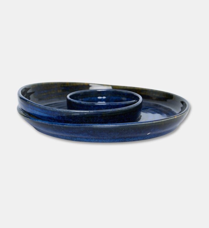 Tohfa Luxe Halaqah Blue Ceramic Platter, Packshot View