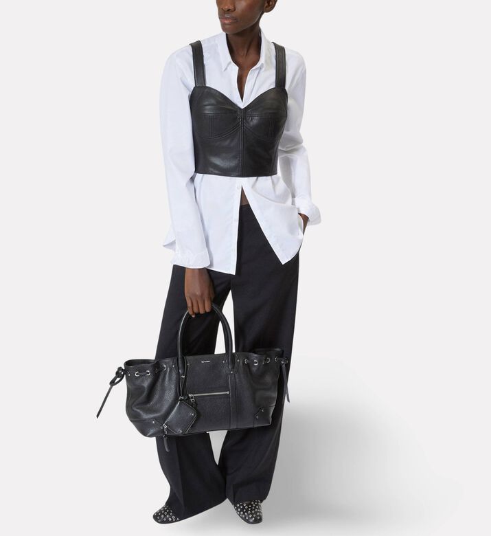 The Kooples Logo-detail Silver-tone Hardware Slouchy Tote Bag, Model View