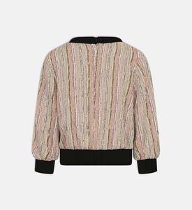 بلوزة طويلة الأكمام مخططة ومحبوكة