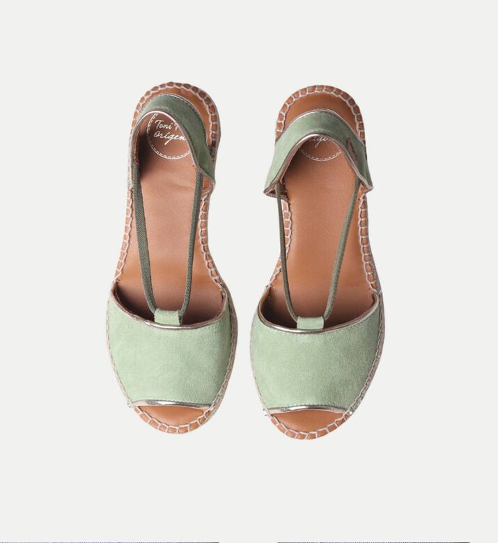 Bilda Suede Leather Mid-wedge Open-toe Espadrille