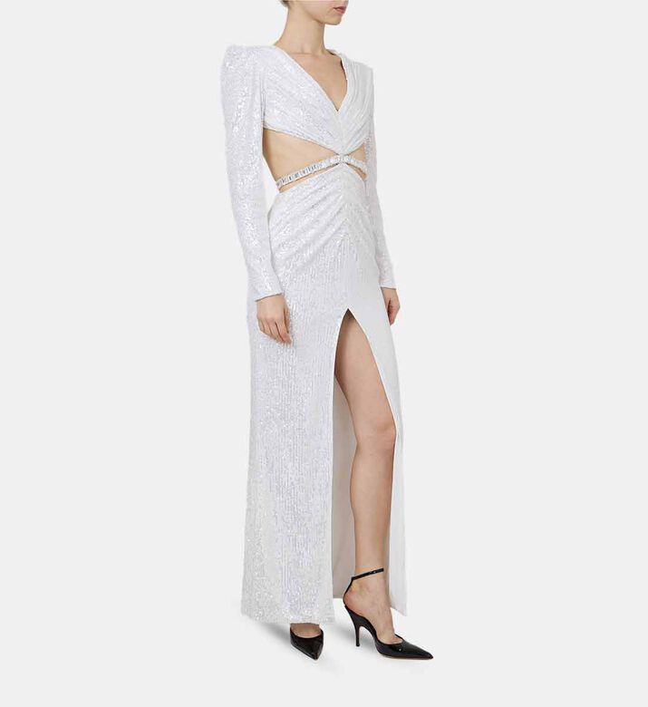 Beaded Cut-outs Maxi Gown