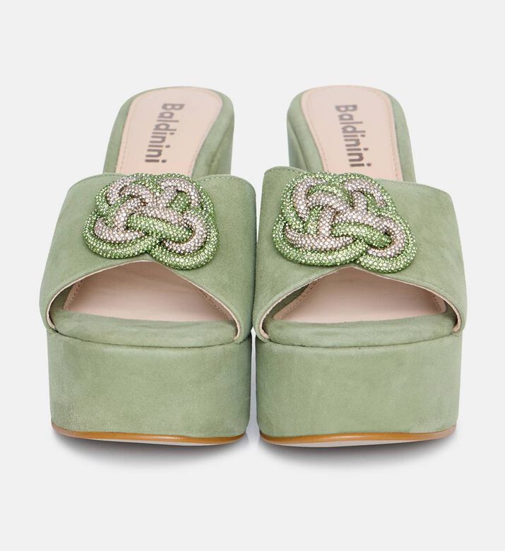 Suede Chunky Heel Mules