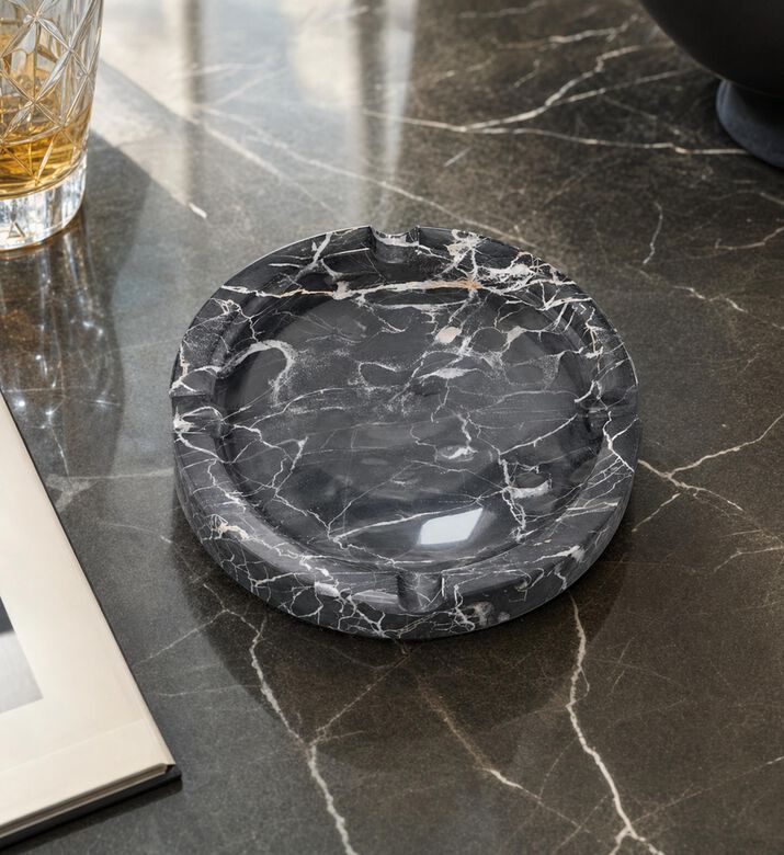 Marble and Beyond Grand Lux Marble Ashtray, Black, Model View