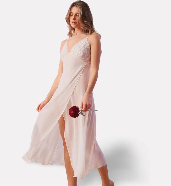 Rya Gown Robe Duchess, Ivory, M, Model View