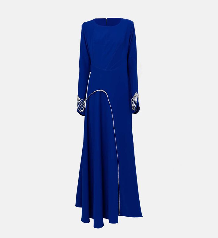 Embellished Cuffs Long-sleeve Dress