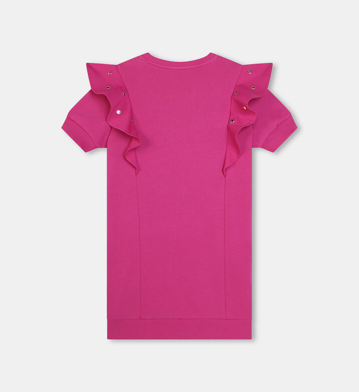 فستان بقطن تيري فرنسي مكشكش عند فتحات الذراعين