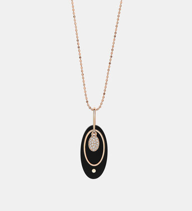 Ellipse Onyx Diamond Necklace 18k