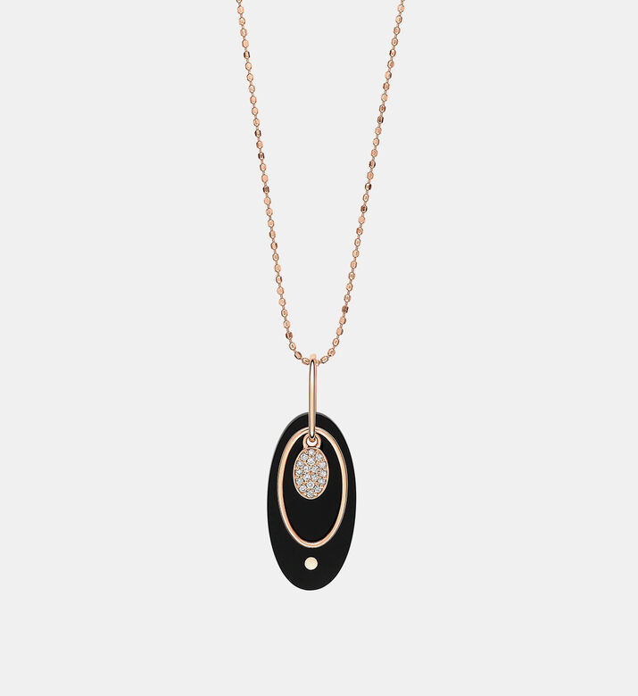 Ellipse Onyx Diamond Necklace 18k