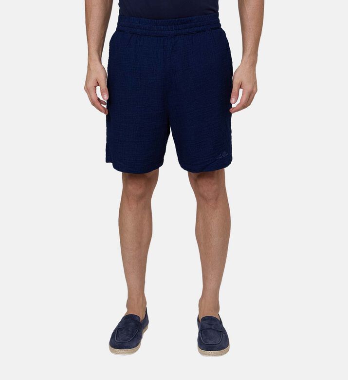 Textured Elastic Waistband Shorts