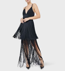 Bustier Inspired Plunging Fringe Gown Bustier Inspired Plunging Fringe Gown