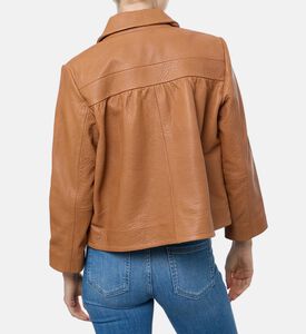 Ba and Sh Leather Peter Pan Neck Long-sleeve Jacket, Model View Ba and Sh Leather Peter Pan Neck Long-sleeve Jacket, Model View