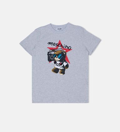 Cotton Stereo Teddy Bear-print T-shirt