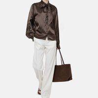 Viscose Long-sleeve Neck Tie Shirt