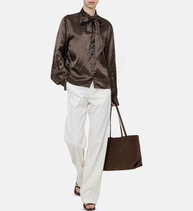 قميص بأكمام طويلة وربطة عنق فسكوز