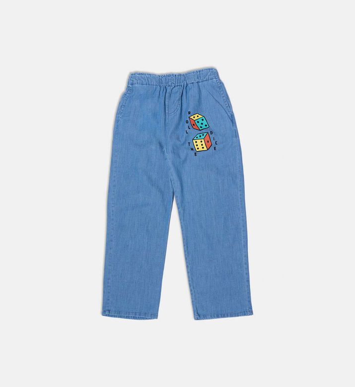 Bobo Choses Dice-print Elasticated Waistband Denim-style Pants, Packshot View